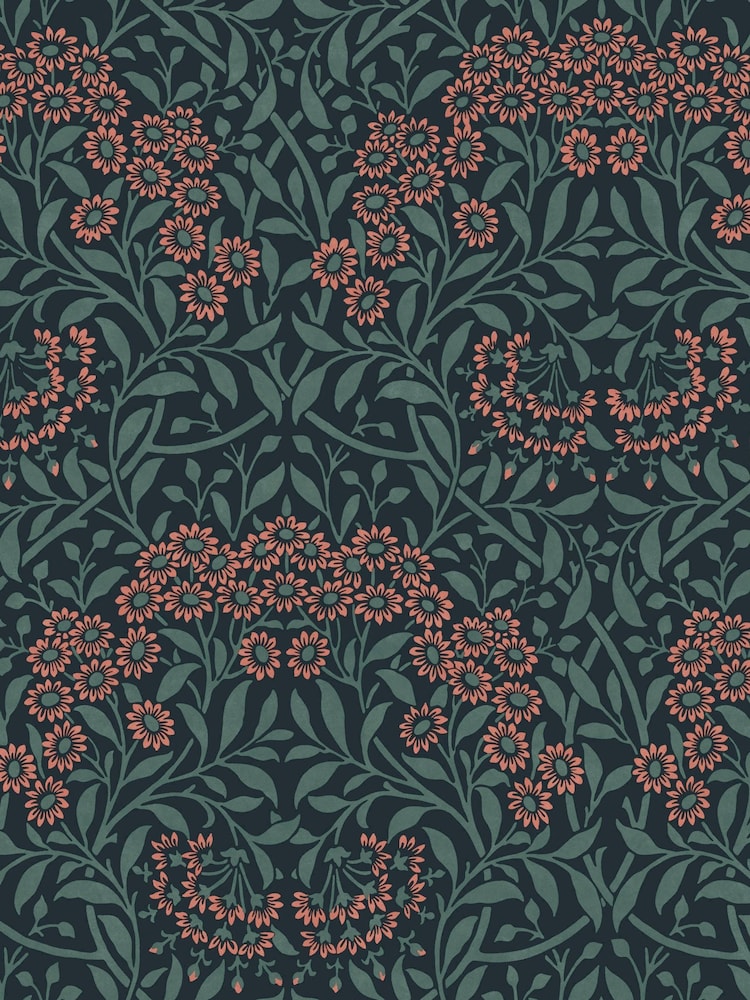 William Morris At Home Midnight Michaelmas Daisy 10M Wallpaper - Image 2 of 5 William Morris At Home Midnight Michaelmas Daisy 10M Wallpaper - Image 2 of 5