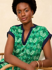 Love & Roses Green Leaf V Neck Jersey T Shirt Mini Dress - Image 2 of 4