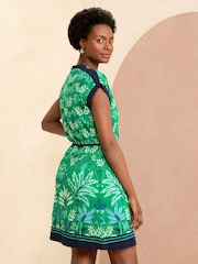 Love & Roses Green Leaf V Neck Jersey T Shirt Mini Dress - Image 3 of 4