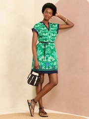 Love & Roses Green Leaf V Neck Jersey T Shirt Mini Dress - Image 4 of 4