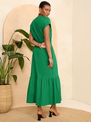 Love & Roses Green V Neck Jersey T Shirt Midi Dress - Image 3 of 4