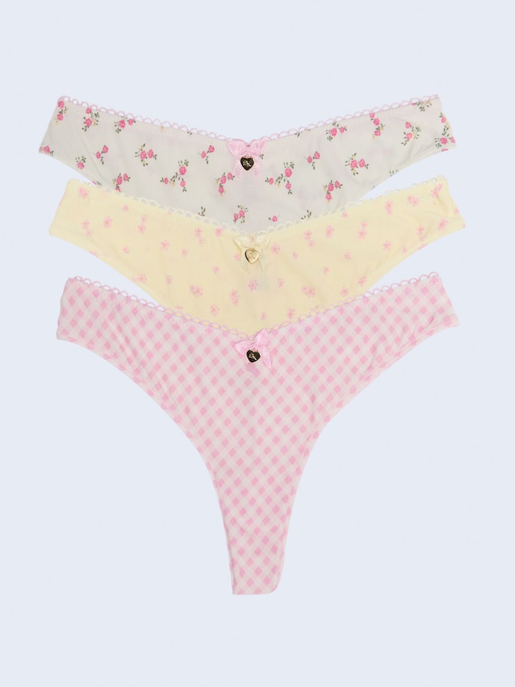 Boux Avenue Pink Freya Cheeky Brazilian Knickers 3 Pack - Image 1 of 6 Boux Avenue Pink Freya Cheeky Brazilian Knickers 3 Pack - Image 1 of 6