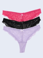 Boux Avenue Black Margot Brazilian Knickers 3 Pack - Image 1 of 6