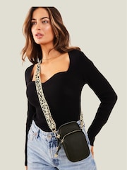 Accessorize Black Webbing Strap Phone Bag - Image 3 of 3