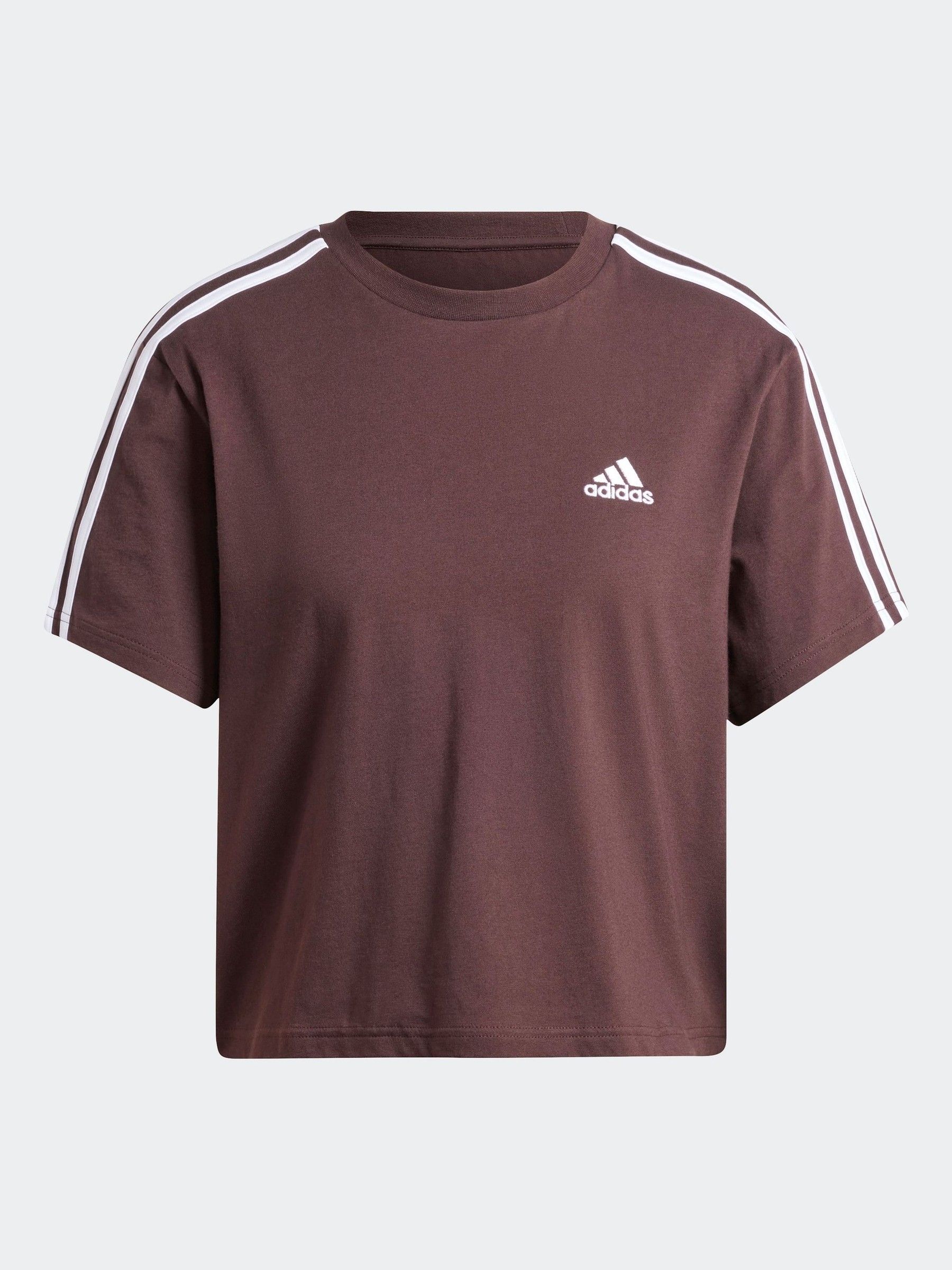 Buy adidas Brown 100 Cotton Sportswear Essentials 3 Stripes Single Jersey Crop T Shirt from Next USA