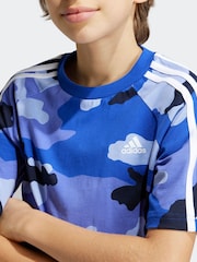 adidas Blue 100% Cotton Camo T-Shirt - Image 3 of 4