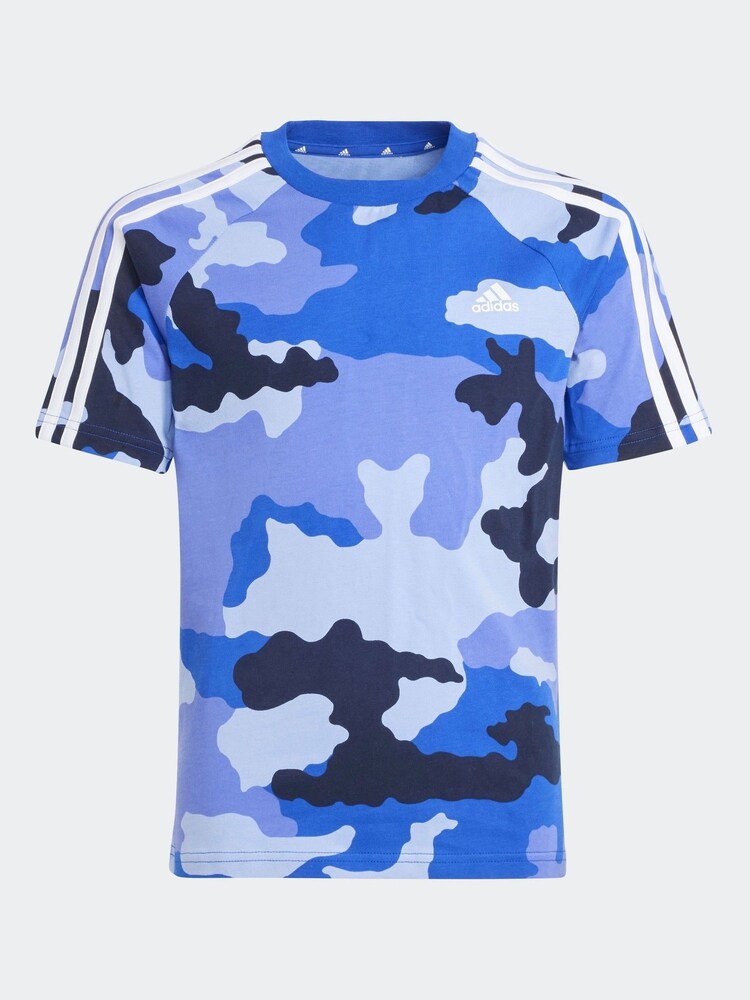 adidas Blue 100% Cotton Camo T-Shirt - Image 4 of 4