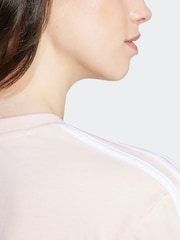 adidas Light Pink 100% Cotton Sportswear Essentials 3-Stripes Single Jersey Crop T-Shirt - Image 6 of 7