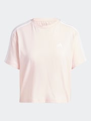 adidas Light Pink 100% Cotton Sportswear Essentials 3-Stripes Single Jersey Crop T-Shirt - Image 7 of 7