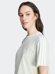 adidas Green 100% Cotton Sportswear Essentials 3-Stripes Single Jersey Crop T-Shirt - Image 5 of 7
