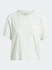 adidas Green 100% Cotton Sportswear Essentials 3-Stripes Single Jersey Crop T-Shirt - Image 7 of 7
