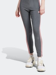 adidas Grey 3 Stripe High Waist Leggings - Image 1 of 4