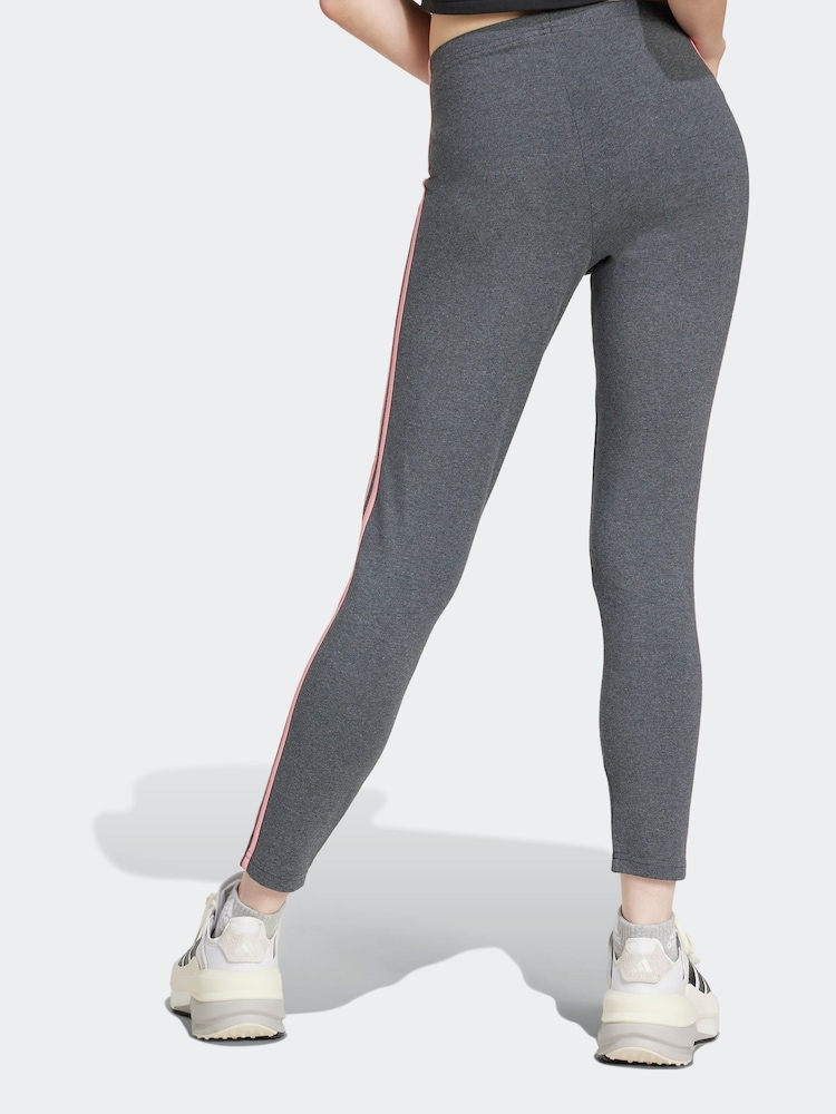 adidas Grey 3 Stripe High Waist Leggings - Image 2 of 4