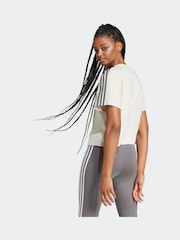 adidas Light Brown 100% Cotton Sportswear Essentials 3-Stripes Single Jersey Crop T-Shirt - Image 3 of 7