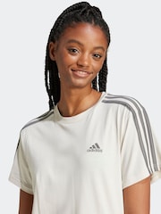 adidas Light Brown 100% Cotton Sportswear Essentials 3-Stripes Single Jersey Crop T-Shirt - Image 6 of 7