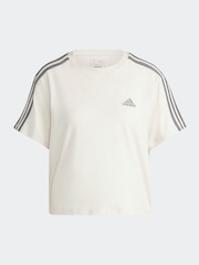 adidas Light Brown 100% Cotton Sportswear Essentials 3-Stripes Single Jersey Crop T-Shirt - Image 7 of 7