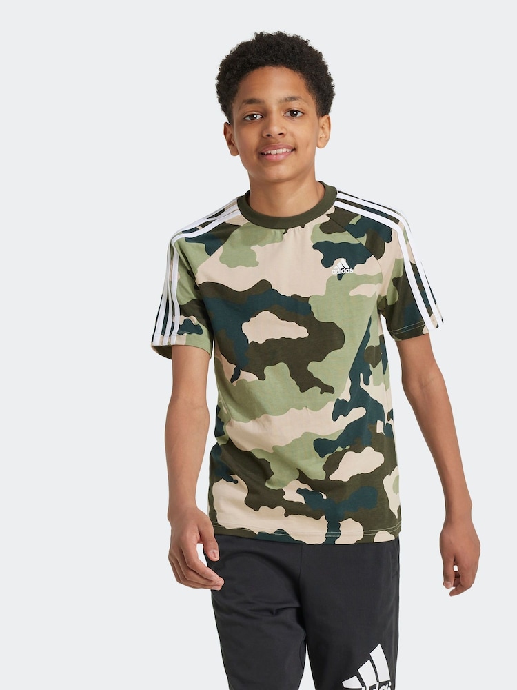 adidas Green 100% Cotton Camo T-Shirt - Image 1 of 6