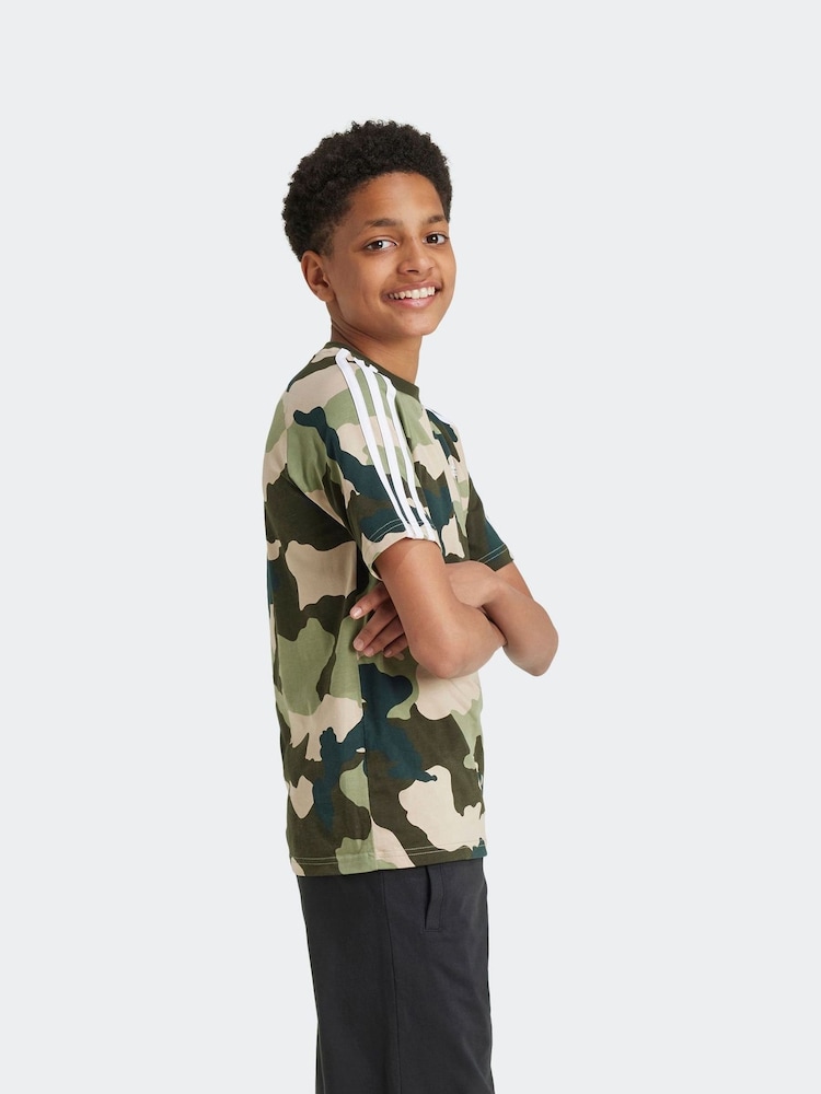 adidas Green 100% Cotton Camo T-Shirt - Image 2 of 6