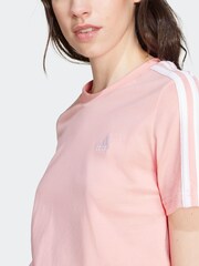 adidas Pink 100% Cotton Sportswear Essentials Slim 3-Stripes T-Shirt - Image 5 of 7
