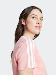 adidas Pink 100% Cotton Sportswear Essentials Slim 3-Stripes T-Shirt - Image 6 of 7