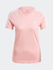 adidas Pink 100% Cotton Sportswear Essentials Slim 3-Stripes T-Shirt - Image 7 of 7
