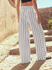 Black/White 100% Cotton Textured Stripe Trousers - Image 4 of 7