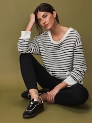 Black Ponte Waistband Detail Leggings - Image 2 of 7
