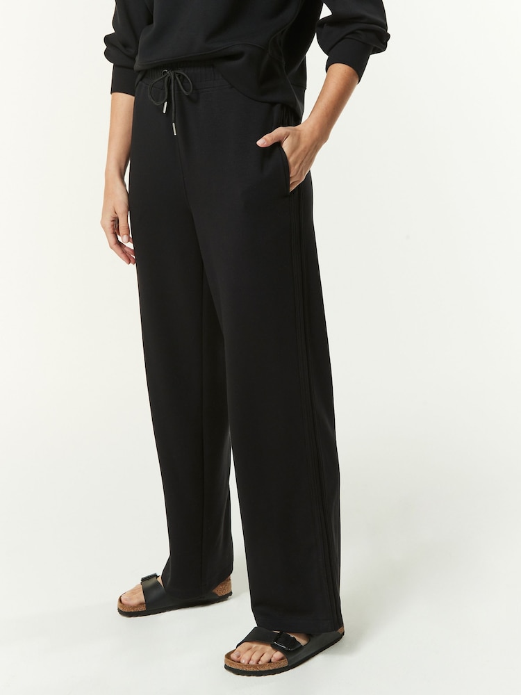 Black Slinky Soft Touch Wide Leg Smart Track Trousers - Image 2 of 7