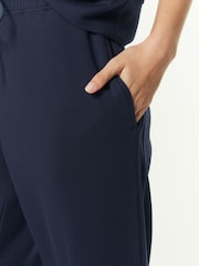 Navy Blue Slinky Soft Touch Wide Leg Smart Track Trousers - Image 5 of 7
