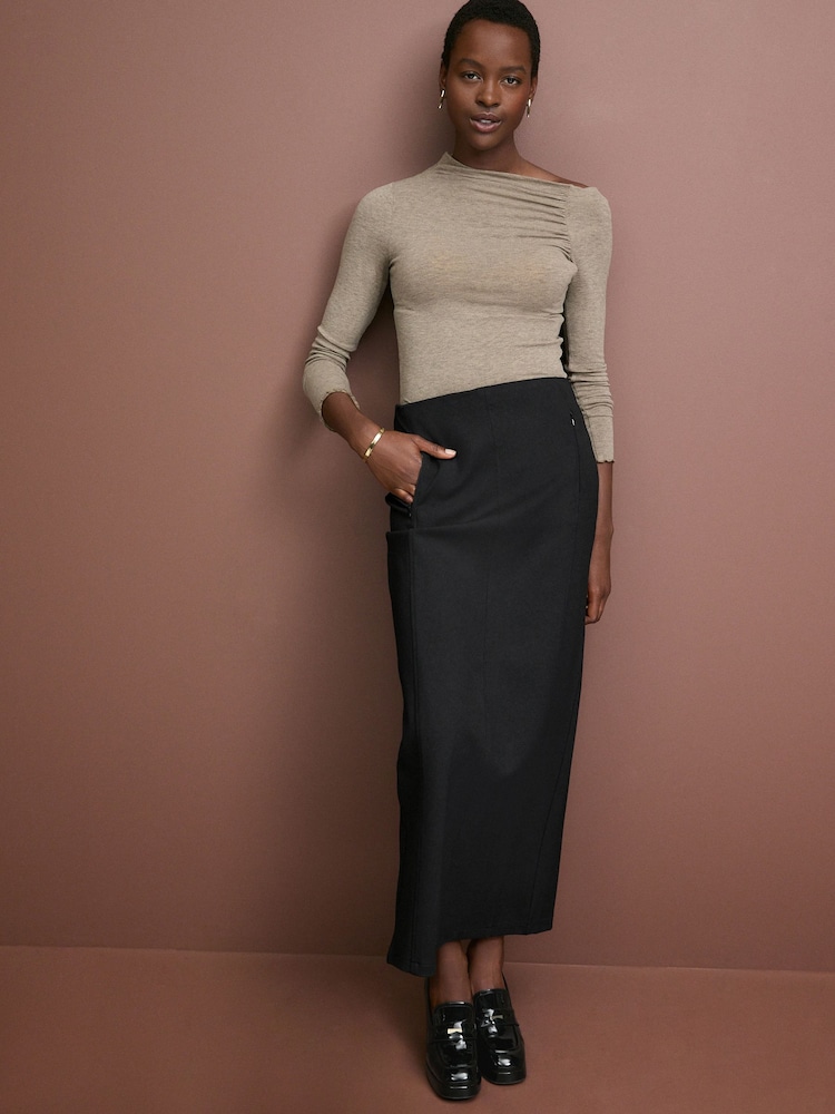 Black Ponte Column Maxi Skirt - Image 1 of 6
