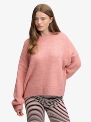 Superdry Pink Slouchy Brushed Knitted Jumper - Image 1 of 6