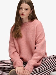 Superdry Pink Slouchy Brushed Knitted Jumper - Image 3 of 6