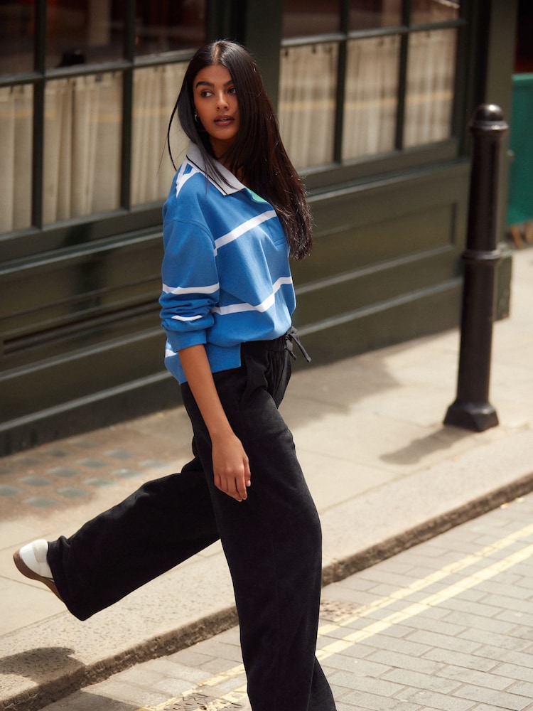 Black Pull On Wide Leg Corduroy Trousers - Image 2 of 6