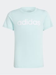 adidas Green Slim Fit Junior Essentials Linear Logo 100% Cotton T-Shirt - Image 1 of 1