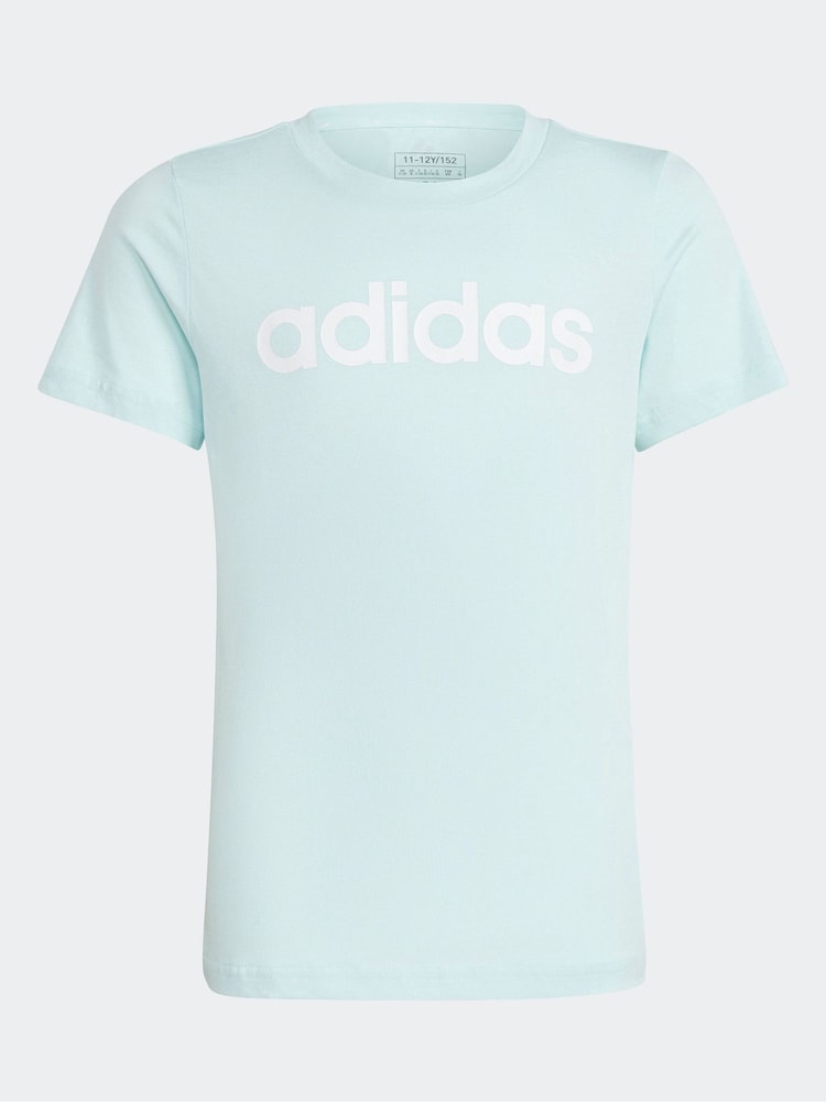 adidas Green Slim Fit Junior Essentials Linear Logo 100% Cotton T-Shirt - Image 1 of 1