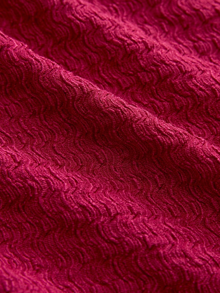 Red V-Neck Textured Maxi Summer Jersey Dress - Image 7 of 7