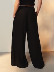 Black Superwide Pleated Trousers With Linen - Image 2 of 6