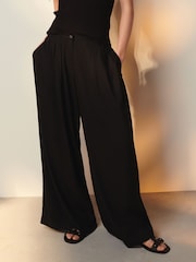 Black Superwide Pleated Trousers With Linen - Image 3 of 6