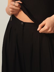 Black Superwide Pleated Trousers With Linen - Image 4 of 6