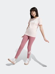 adidas Pink Slim Fit Junior Essentials Linear Logo 100% Cotton T-Shirt - Image 3 of 7
