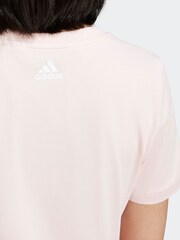 adidas Pink Slim Fit Junior Essentials Linear Logo 100% Cotton T-Shirt - Image 5 of 7