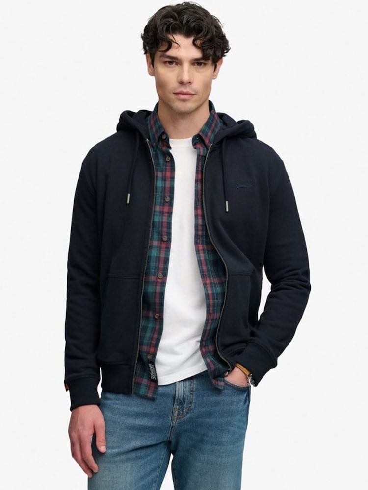 Superdry Blue Essential Logo Zip-Through Hoodie - Image 2 of 5