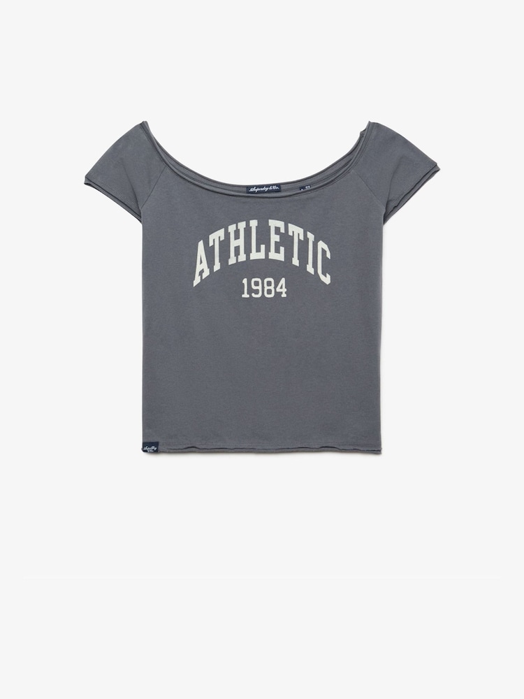 Blau - Superdry Graphic Bardot Short Sleeve T-Shirt - Bild 1 von 2