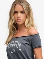 כחול  - Superdry Graphic Bardot Short Sleeve T-Shirt - תמונה 5 מתוך 7