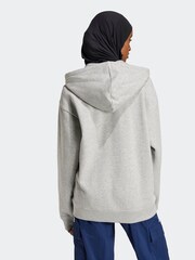 رمادي - هودي بسحاب كامل من Adidas Essentials - صورة 2 من 7