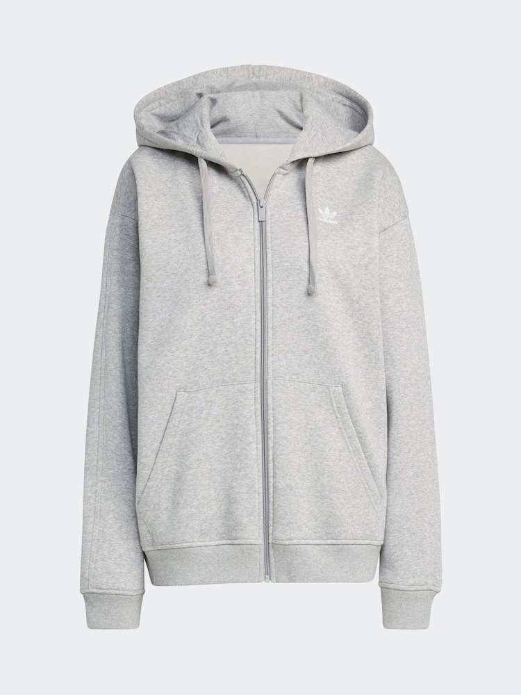 رمادي - هودي بسحاب كامل من Adidas Essentials - صورة 7 من 7