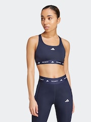 adidas Blue Medium Support Techfit Powerreact Bra - Image 1 of 10