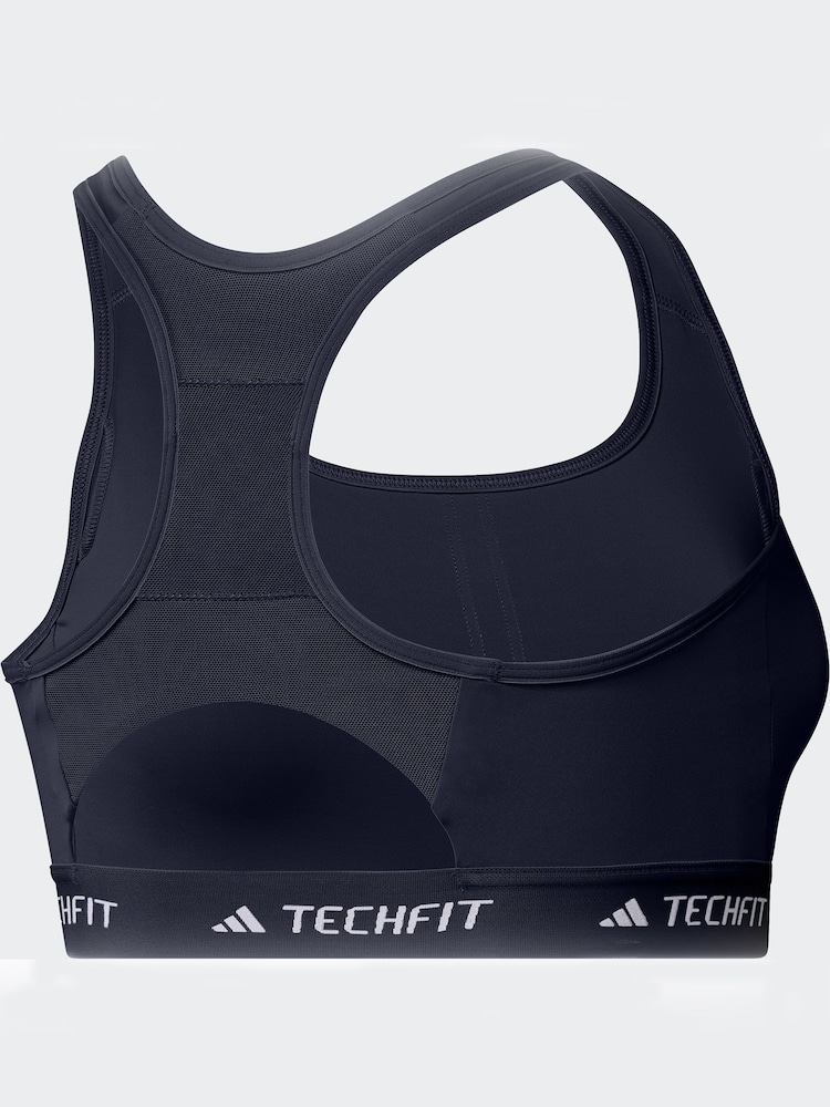 adidas Blue Medium Support Techfit Powerreact Bra - Image 10 of 10