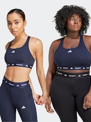 adidas Blue Medium Support Techfit Powerreact Bra - Image 4 of 10