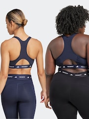 adidas Blue Medium Support Techfit Powerreact Bra - Image 5 of 10